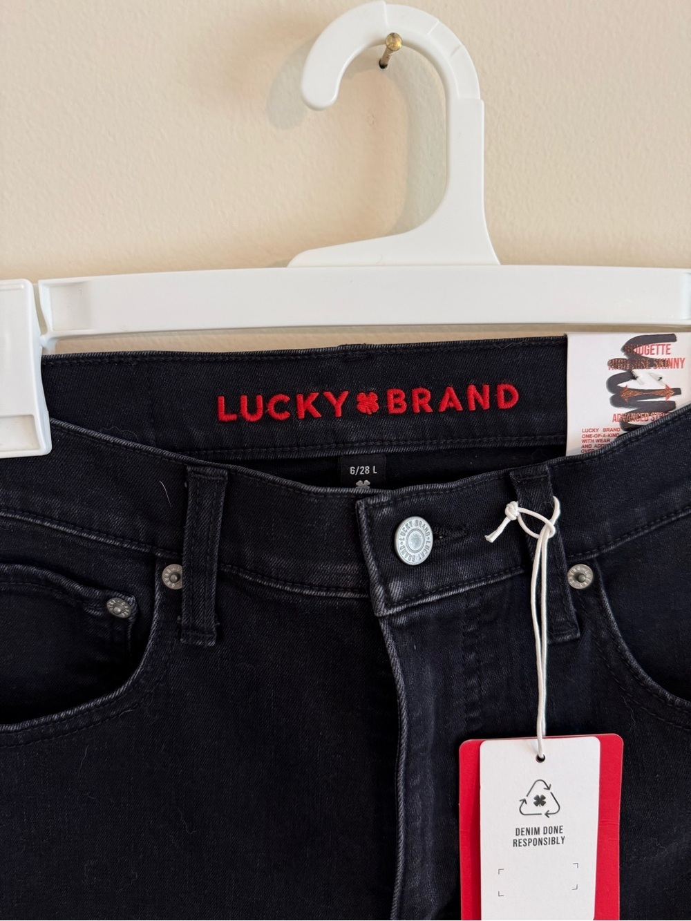 NWT Lucky Brand High Rise Bridgette Skinny // Black // Women’s 6/28 Long - Picture 5 of 14
